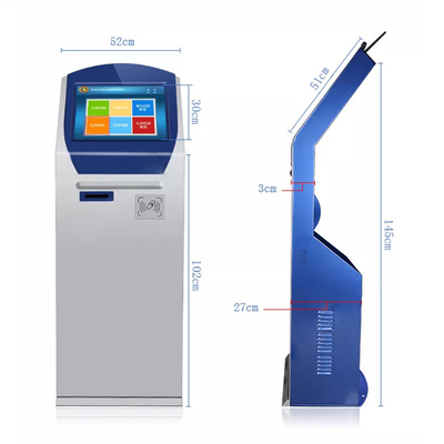 Individu d'écran tactile étiquetant la machine sans contact de paiement de kiosque de distributeur